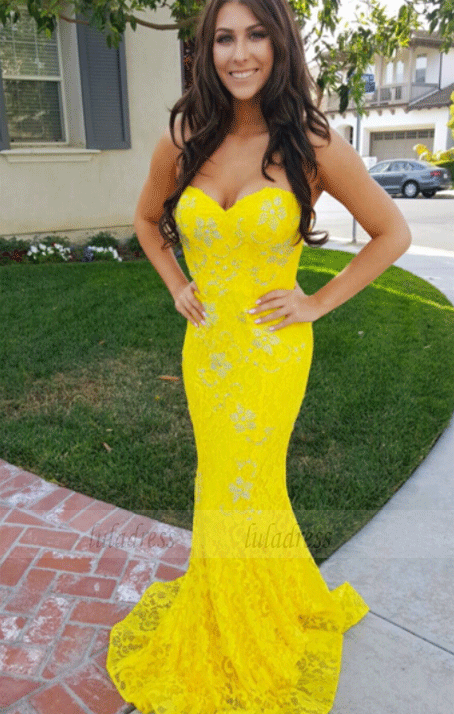 Mermaid Prom Dress,Lace Prom Dress,Sweetheart Evening Dress