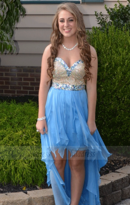 Chiffon Prom Dresses Sweetheart Neck Crystals Women Party Dresses