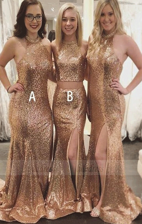 Sparkly Shinning Mermaid Sweep Train Side Split Sequined Bridesmaid Dr luladress Sparkly Shinning Mermaid Sweep Train Side Split Sequined Bridesmaid Dr luladress