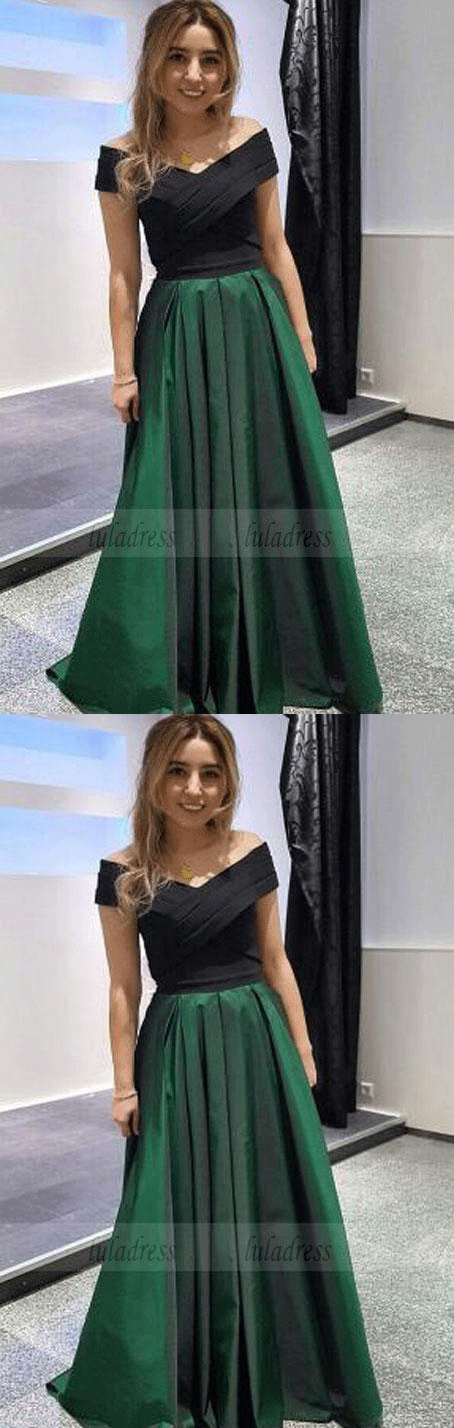Long Prom Dresses, Satin Prom Dresses Off-the-shoulder, A-line Prom Dresses