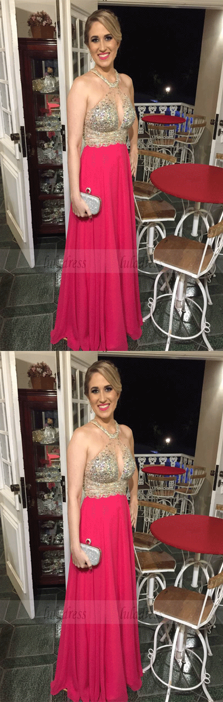 Open Back Prom Dress,Sparkle Evening Gown