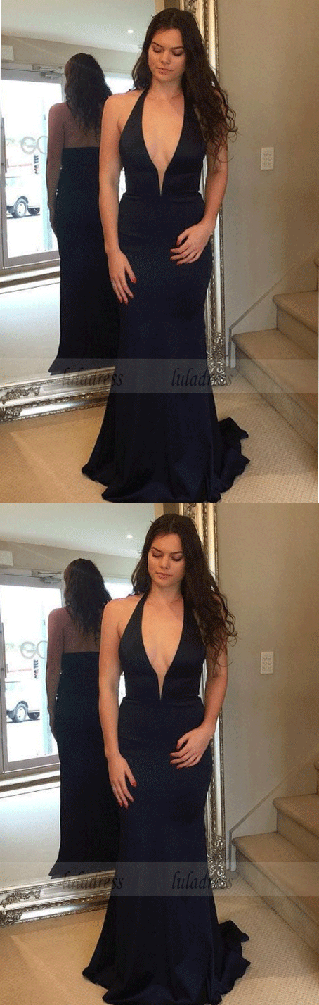Black Prom Dress,Halter Prom Dress,Long Prom dress,Elegant Prom Dress,Sheath Prom Dress