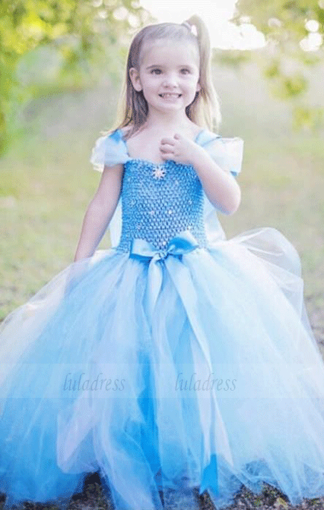 Blue Frozen Flower Girl Dress