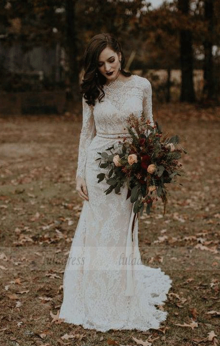 Lace Wedding Dress, Backless with Sleeves luladress Lace Wedding Dress, Backless with Sleeves luladress