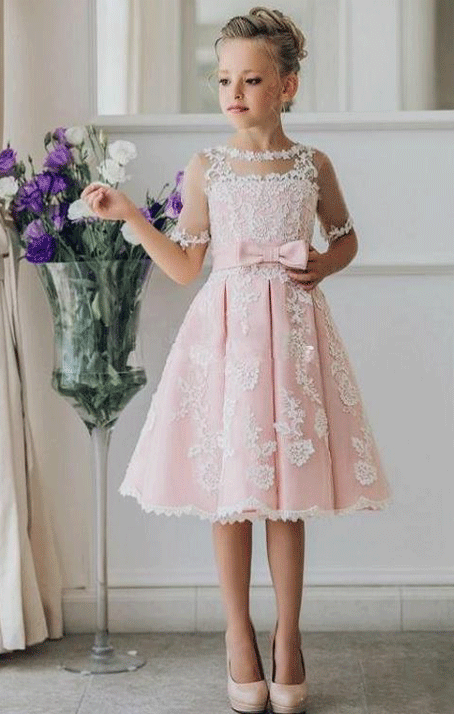 New Arrival Children Skirt White Lace Princess Flower Girl Dresses luladress