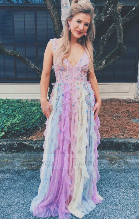 Sexy V Neck Prom Dresses, Chiffon Prom Dress Evening Dress luladress Sexy V Neck Prom Dresses, Chiffon Prom Dress Evening Dress luladress