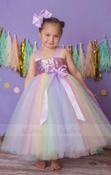Flower Girl Dress, Pastel Rainbow Tutu Dress Flower Girl Dress, Pastel Rainbow Tutu Dress
