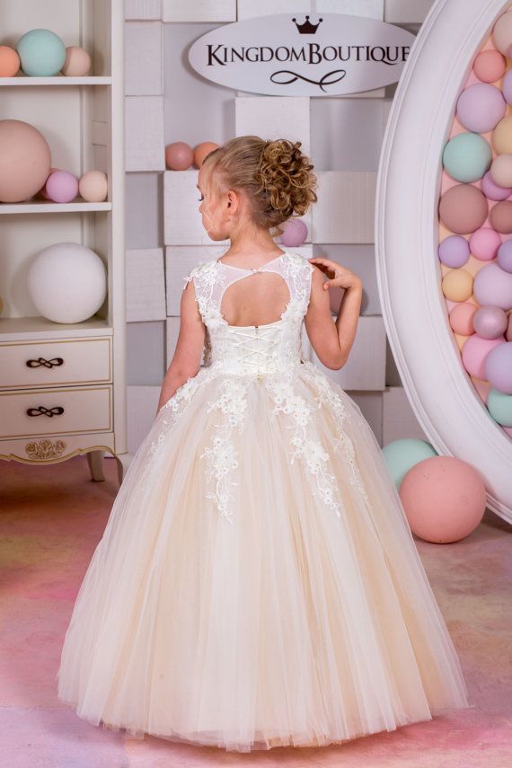 Champagne pink flower deals girl dresses