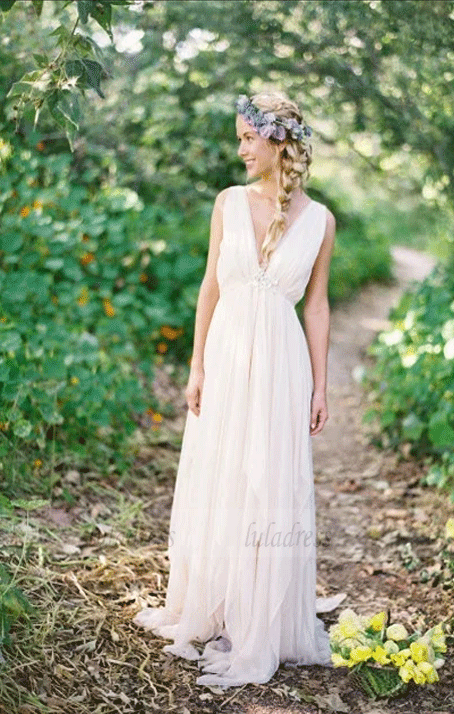 Deep V Neck Sleeveless Wedding Dresses luladress Deep V Neck Sleeveless Wedding Dresses luladress