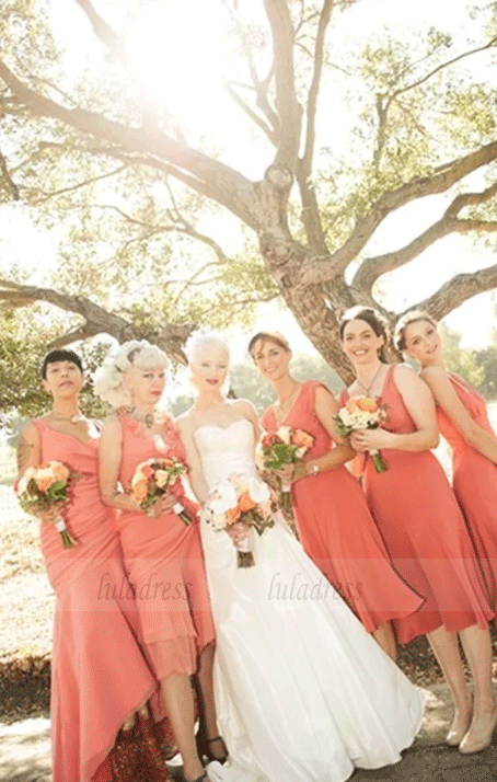Short peach bridesmaid sales dresses