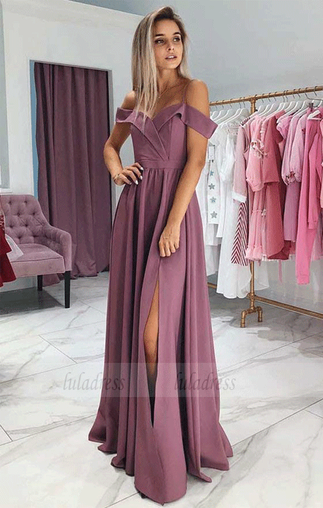 Off the Shoulder Spaghetti Straps Prom Dresses,Elegant Evening Party Dresses