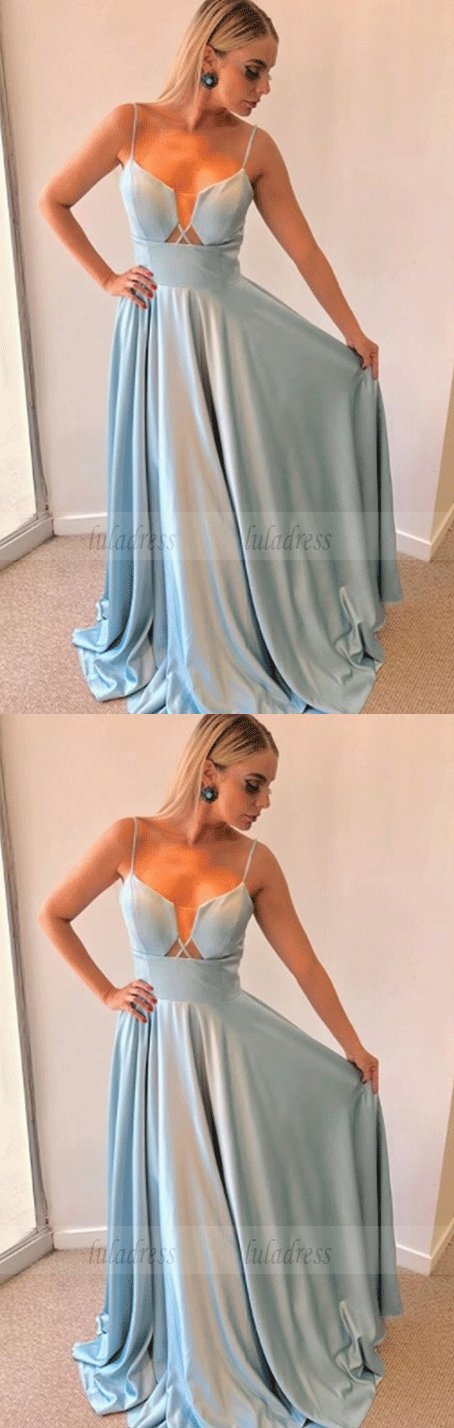 V Neck Spaghetti Straps Prom Dresses
