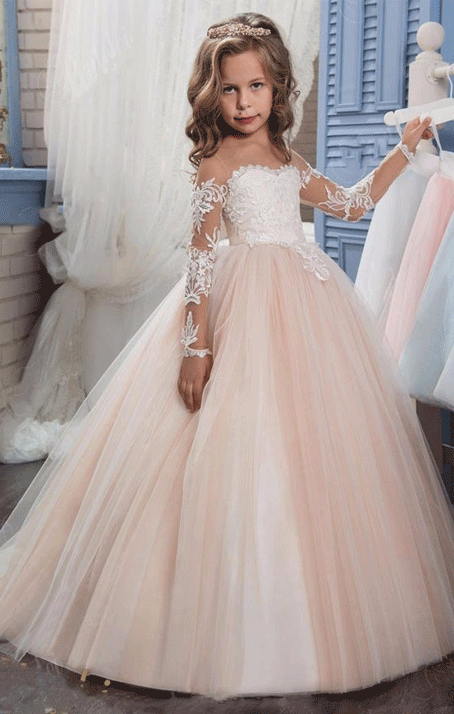 Romantic Tulle Ball Gowns Tulle Lace Flower Girl Dresses Flower
