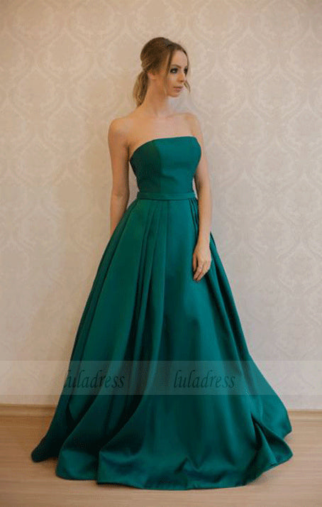 Long A-line Evening Dresses Strapless Formal Party Gowns