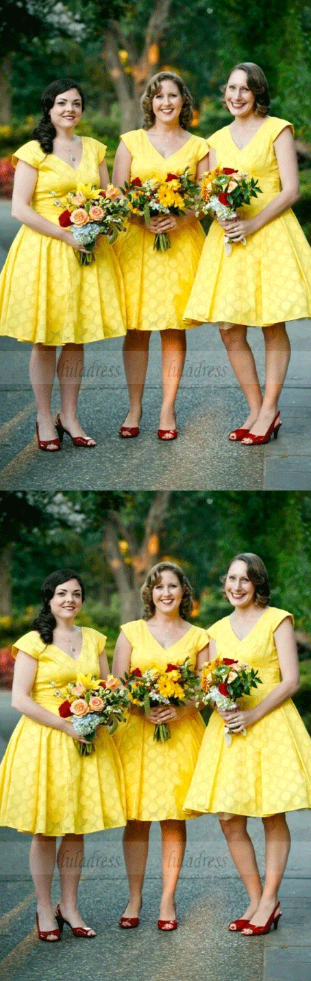 Short Bridesmaid Dress,V Neck Bridesmaid Dress