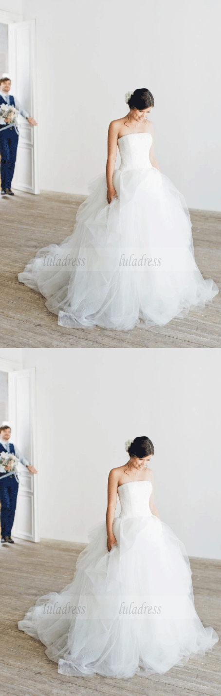 Elegant Strapless Wedding Dress,Bride Dress