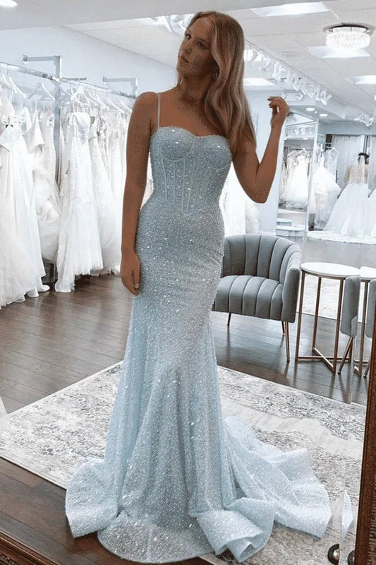 Mermaid Sweetheart Sky Blue Sequins Prom Dresses: A Stunning Choice for Your Special Night
