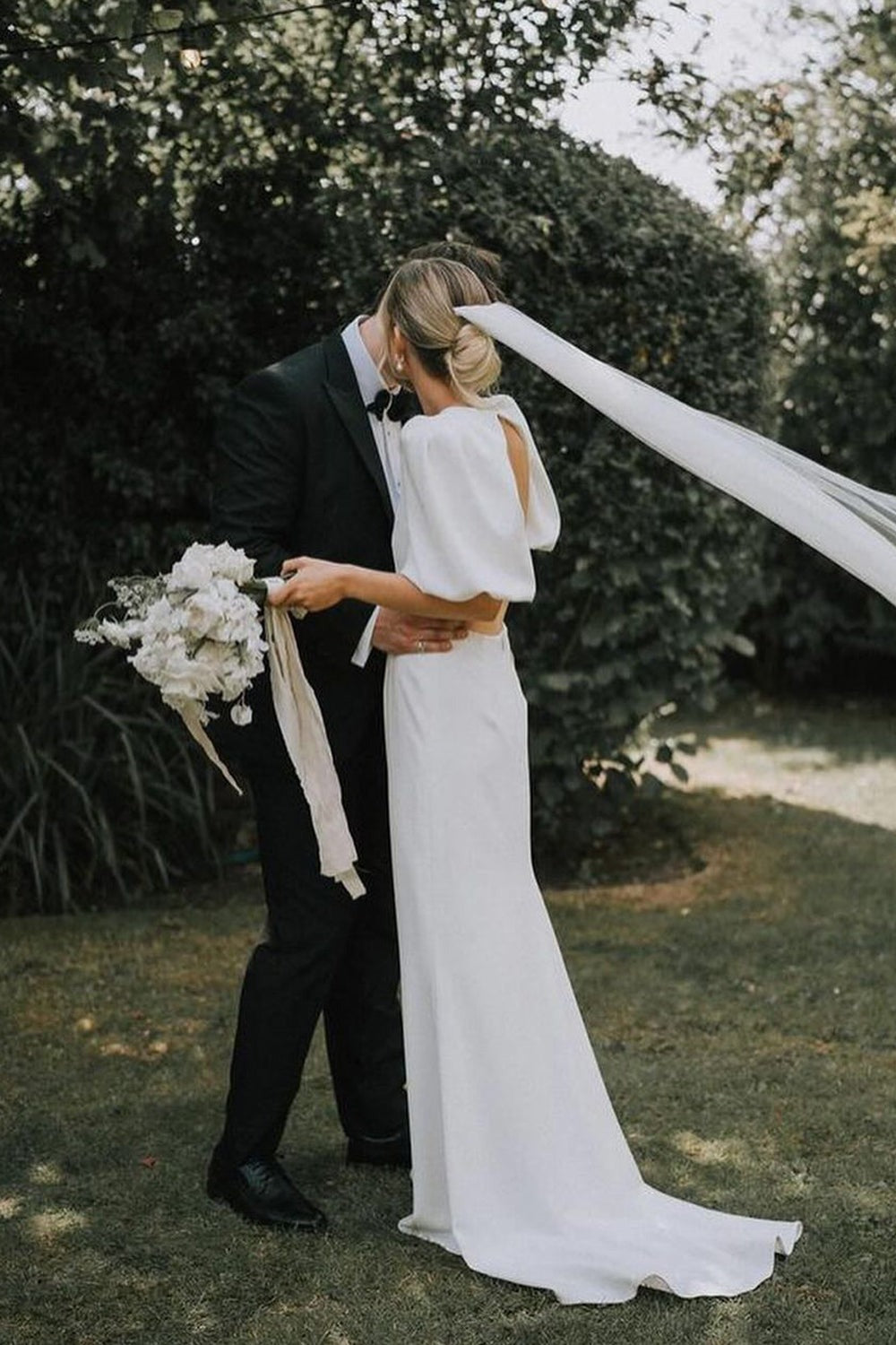 Satin Fairy Elegant Sheath V Neck Wedding Dresses: A Dreamy Choice for Your Big Day
