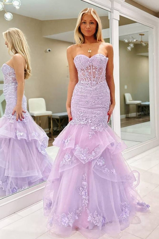 Mermaid Lavender Lace Applique Prom Dresses: A Vision of Beauty and Elegance