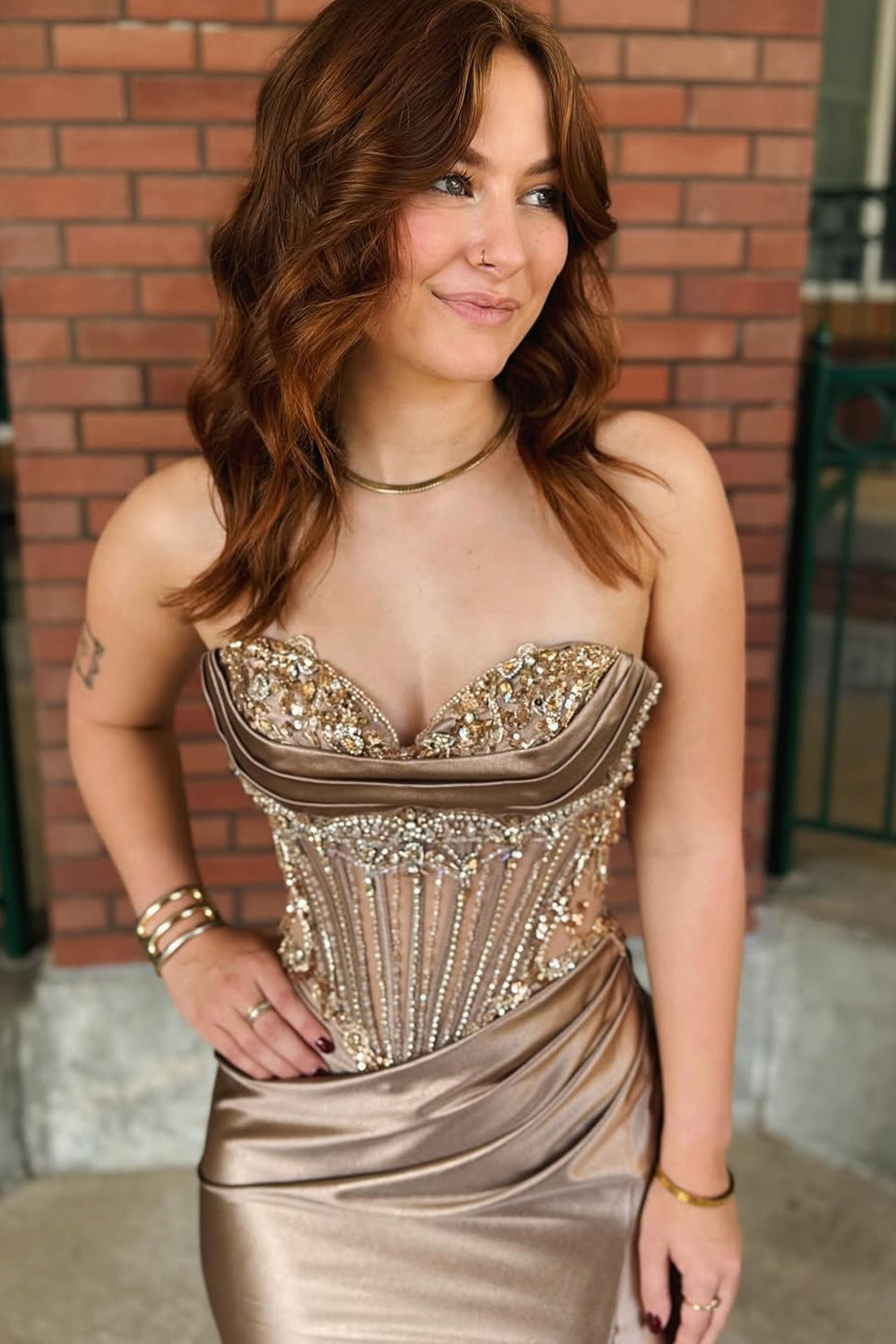 Mermaid Sweetheart Silk Satin Slit Long Prom Dresses