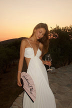 Hot A Line Chiffon Halter Neck Long White Prom Dresses