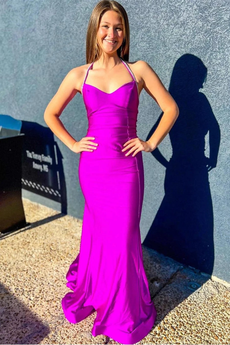 Royal Blue Mermaid Open Back Long Satin Prom Dresses