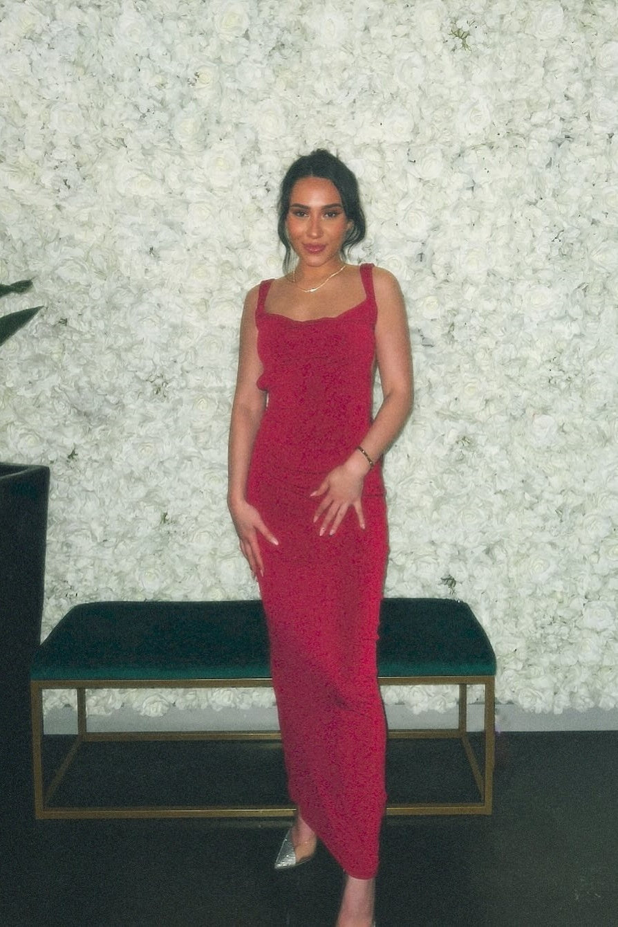 Stylish Mermaid Square Neck Burgundy Satin Long Prom Dresses