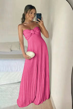 A Line Sweetheart Pink Chiffon Long Prom Dresse
