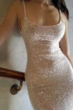 Bling Sheath Spaghetti Straps Silver Sequins Mermaid Long Prom Dresses