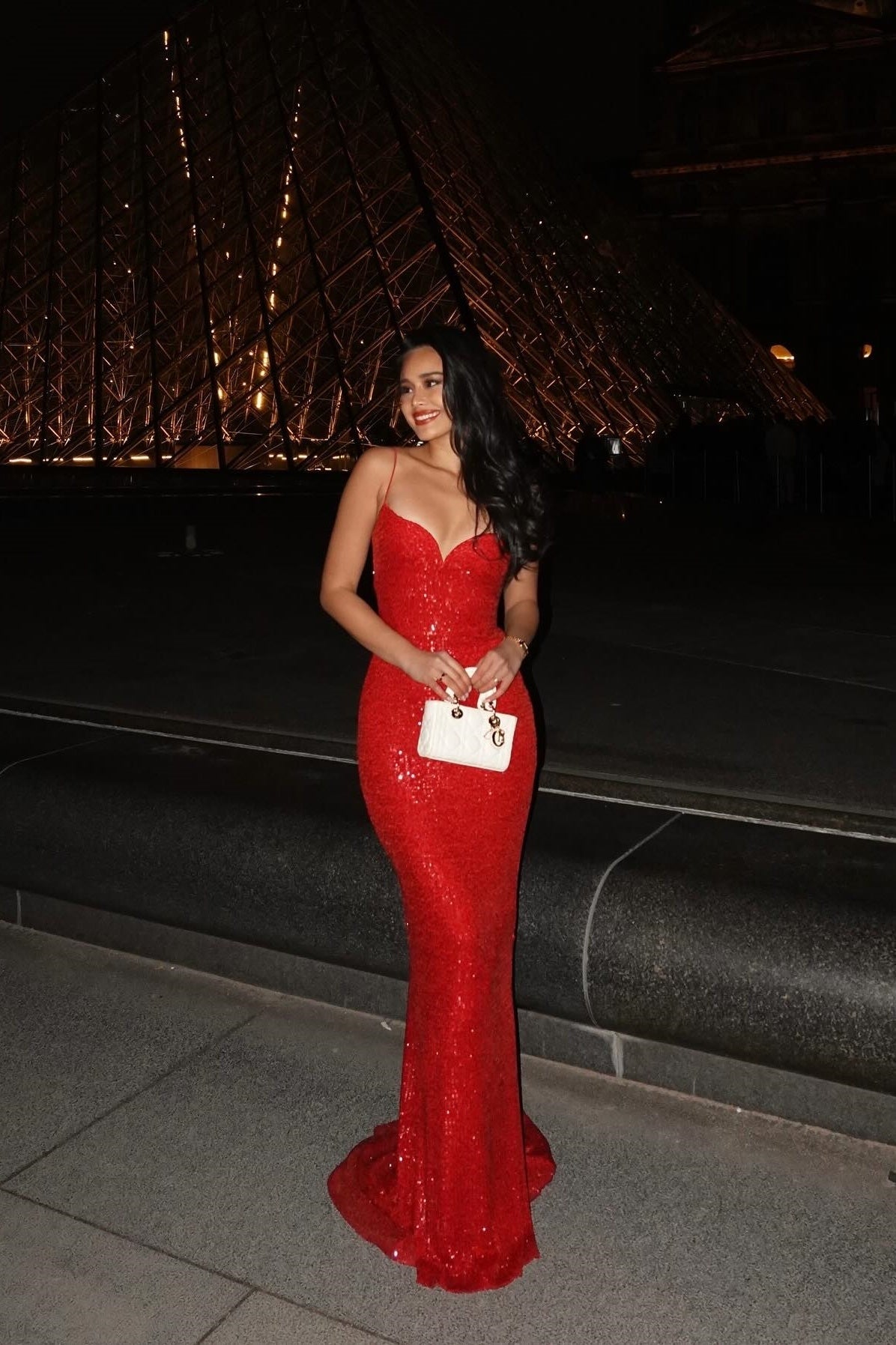 Mermaid Spaghetti Straps Red Sequins Long Prom Dresses