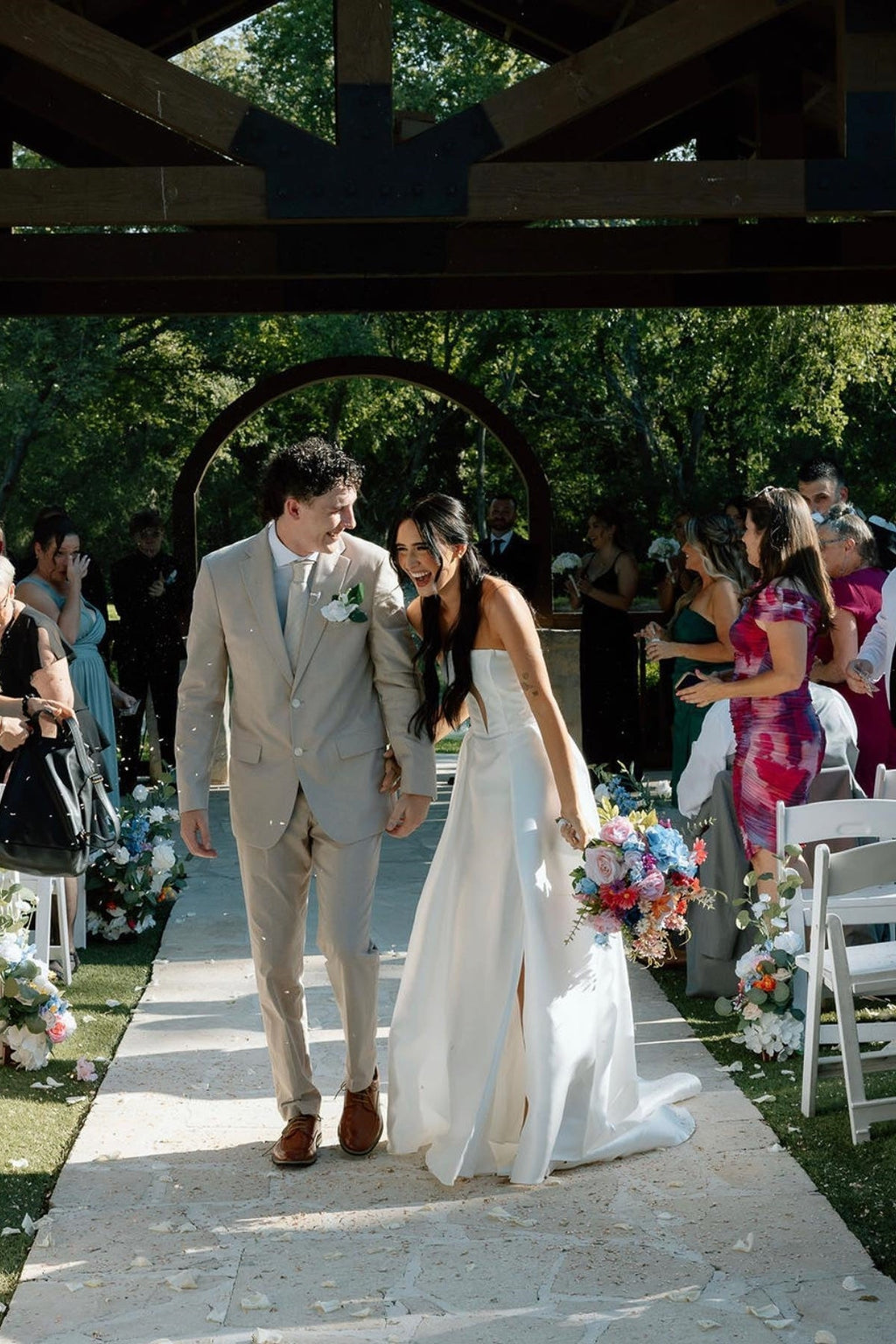 Charming A Line Deep V Neck White Satin Long Bridal Dresses