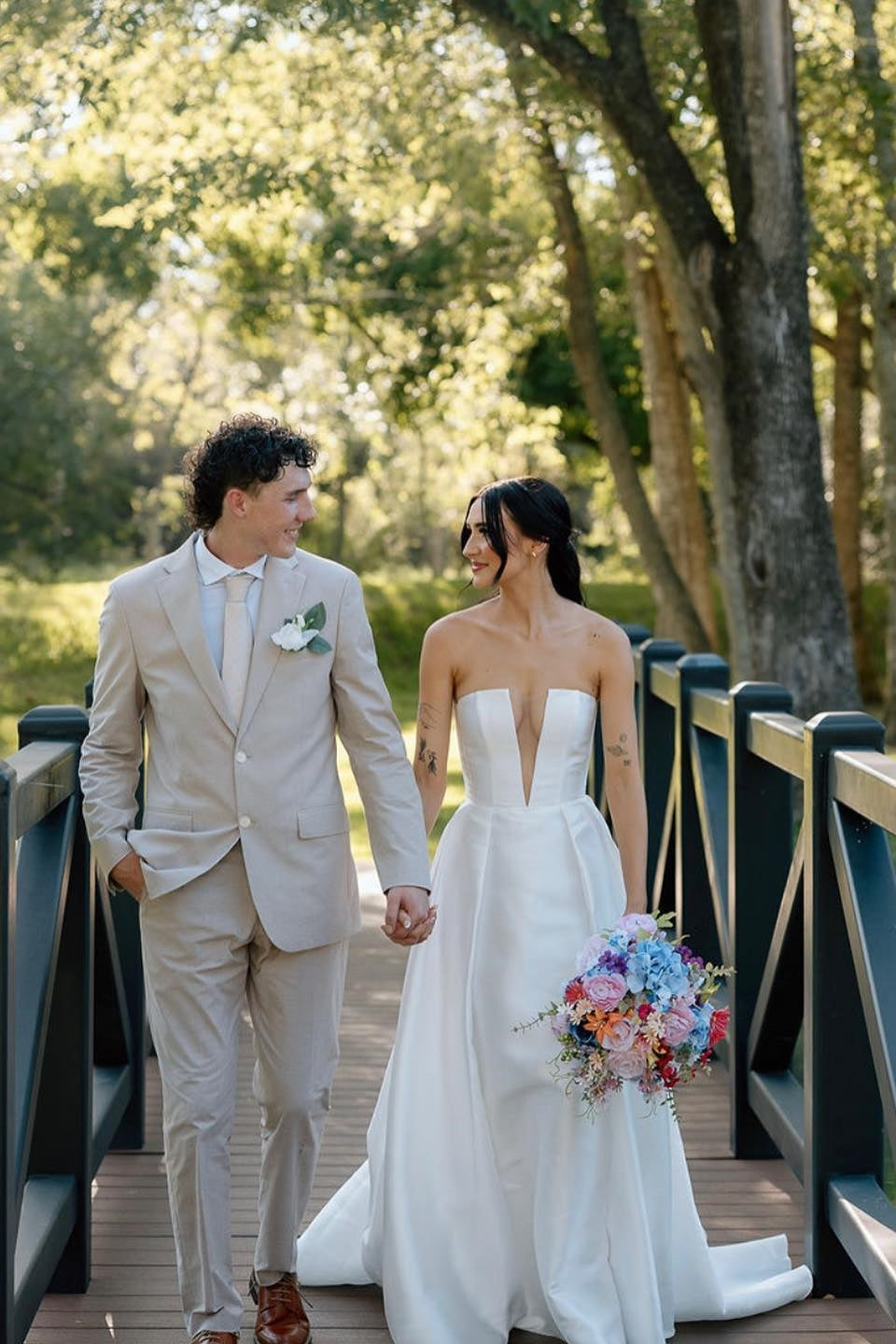 Charming A Line Deep V Neck White Satin Long Bridal Dresses