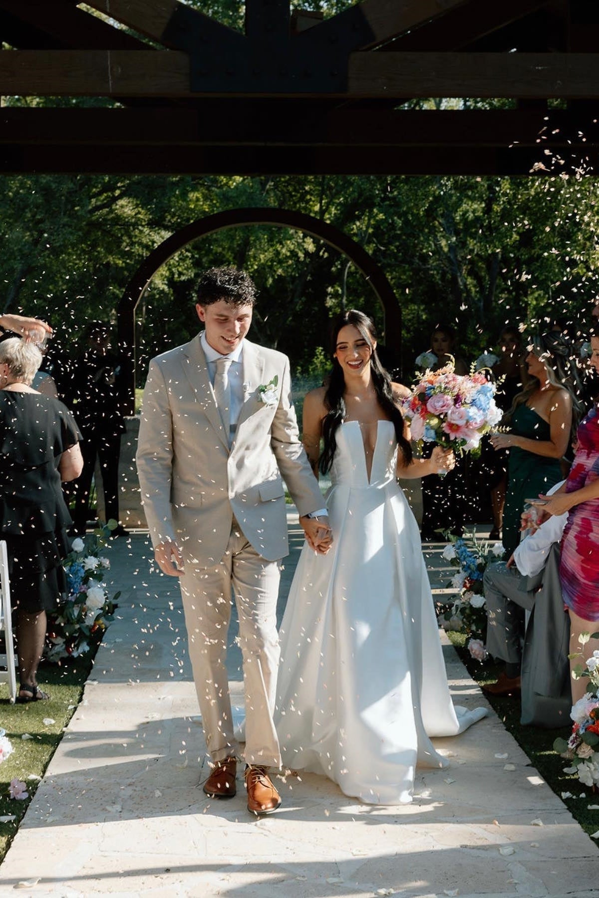 Charming A Line Deep V Neck White Satin Long Bridal Dresses