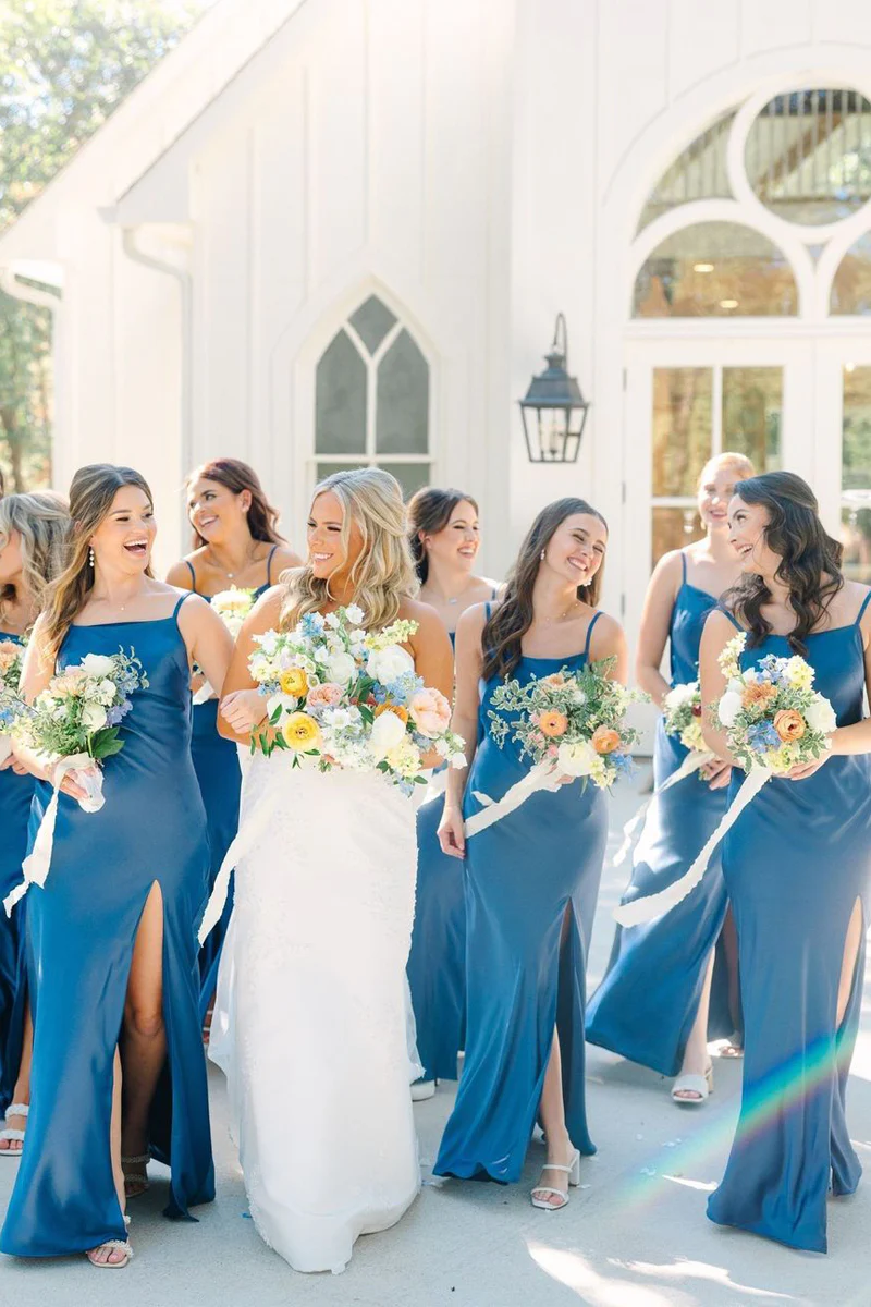 Simple Mermaid Spaghetti Straps Blue Long Bridesmaid Dresses Pic Color / US6 Simple Mermaid Spaghetti Straps Blue Long Bridesmaid Dresses Pic Color / US6