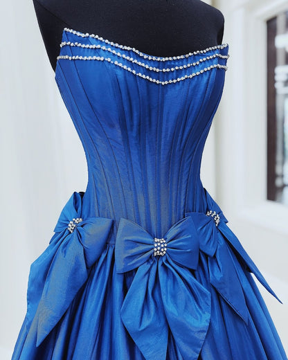 Sweet Ball Gown Scoop Neck Taffeta Pink Long Prom Dresses