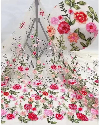 Champagne Tulle Strapless Embroidery Flower Prom Dresses
