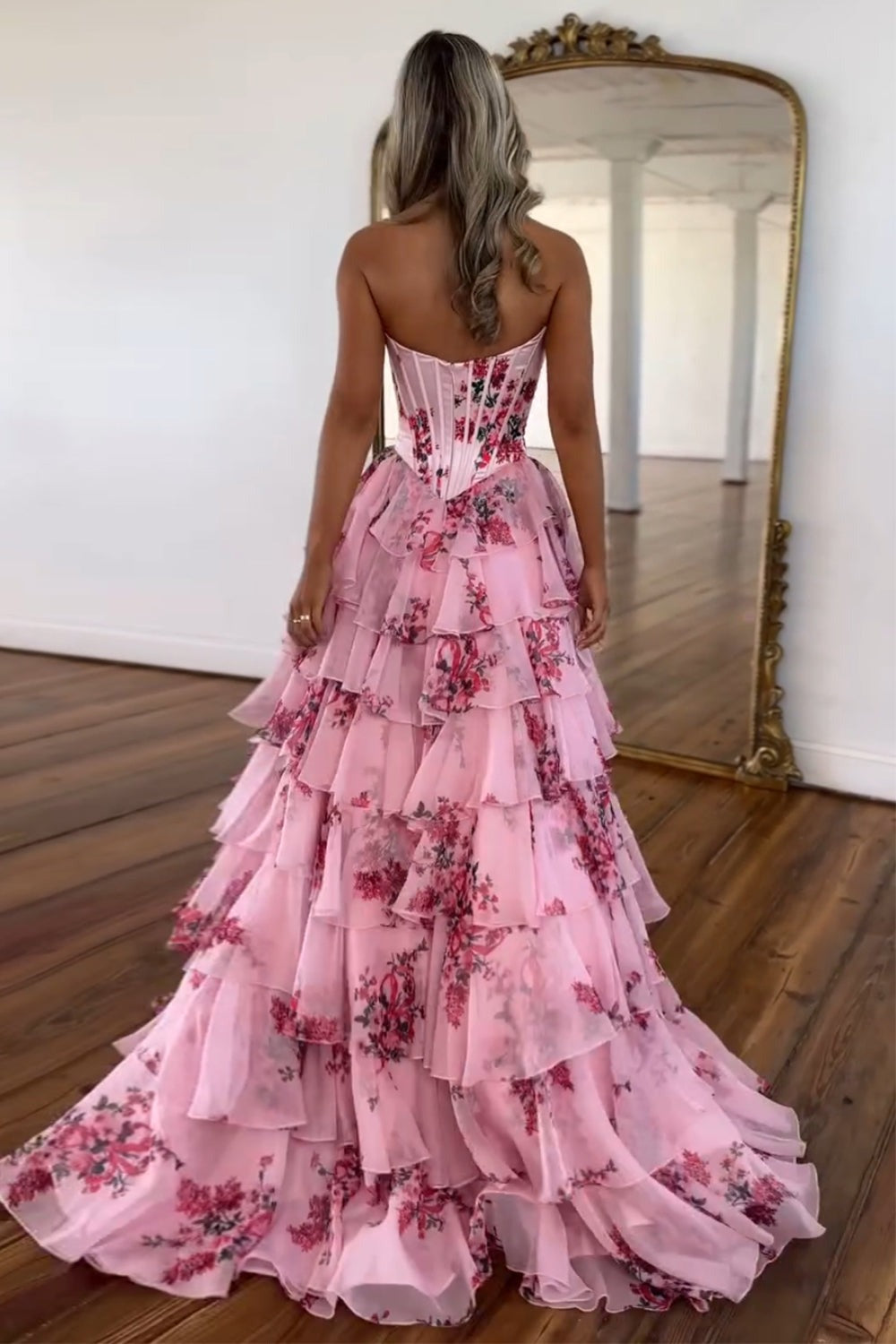 chiffon sweetheart dress Royal Blue Chiffon Sweetheart Ruffle Tiered Long Prom Dress, Sky Blue / 0