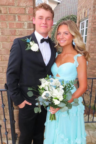 Sweetheart Charming A Line Blue Long Prom Dresses