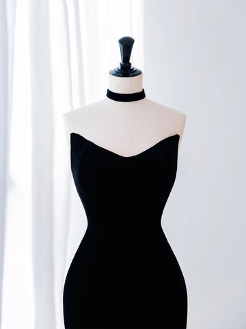 Black Velvet White Tulle Strapless Mermaid Prom Dresses