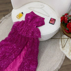 A-Line Tulle Black Sequins Long Prom Dresses,Evening Dresses