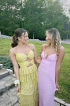 A Line Strapless Tiered Tulle Prom Dresses