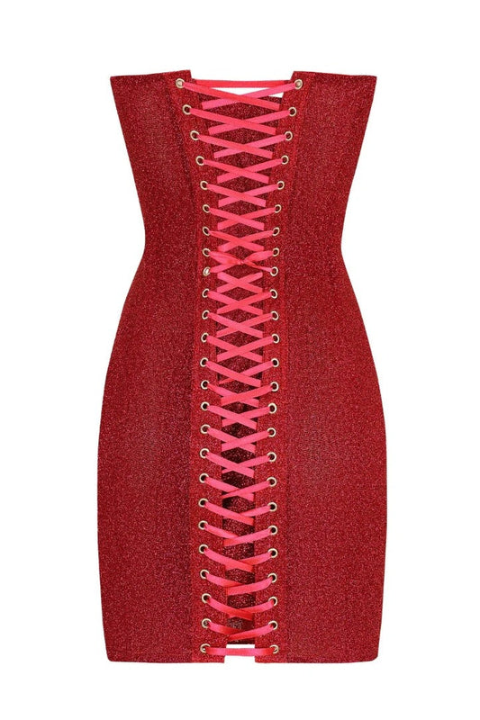 Fourreau Bling Cœur Rouge Paillettes Robes Courtes de Demoiselle d'Honneur