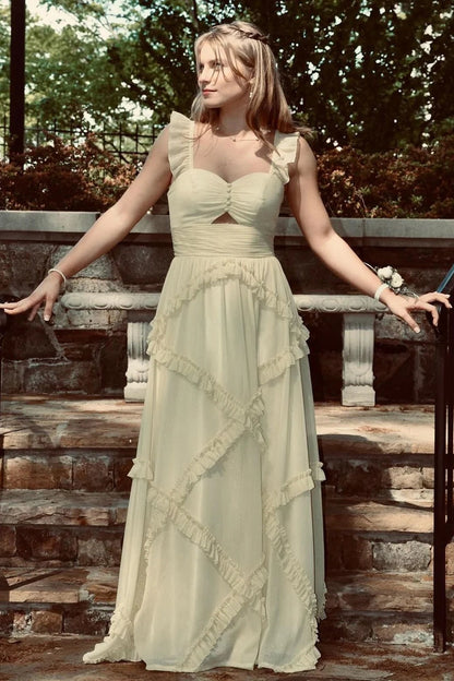 Belles Robes de Bal Longues Bleues A-line avec Cœur Charmant