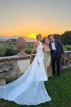 Elegant Mermaid Halter Neck White Long Bridal Dresses