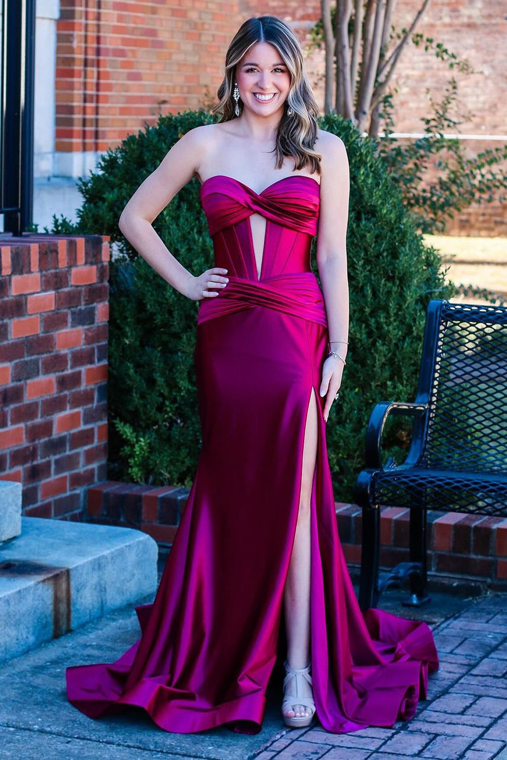 Charming Mermaid Sweetheart Satin Hot Pink Long Prom Dresses luladress Charming Mermaid Sweetheart Satin Hot Pink Long Prom Dresses luladress