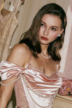 Mermaid Off the Shoulder Pink Long Party Dresses