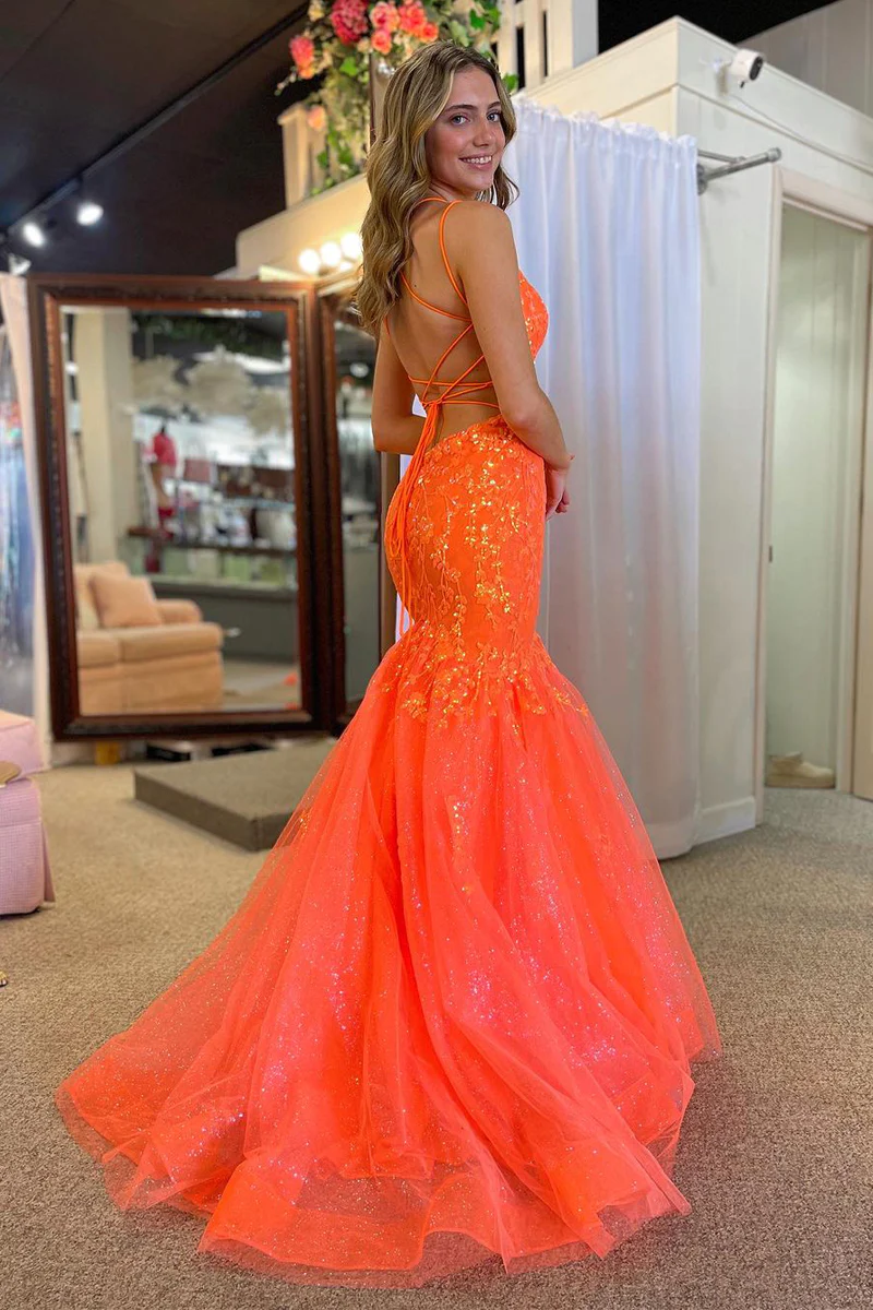 open lace back dress Orange Mermaid Prom Dress , Formal Dress, Evening Dress, Dance Dresses DressesTailor open lace back dress Orange Mermaid Prom Dress , Formal Dress, Evening Dress, Dance Dresses DressesTailor
