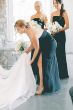 Black Strapless Long Bridesmaid Dresses