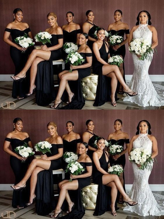 Black Mismatched Bridesmaid Dresses Mermaid Wedding Guest Dresses luladress Black Mismatched Bridesmaid Dresses Mermaid Wedding Guest Dresses luladress