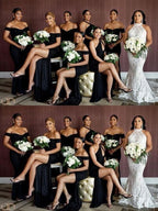 Black Mismatched Bridesmaid Dresses Mermaid Wedding Guest Dresses
